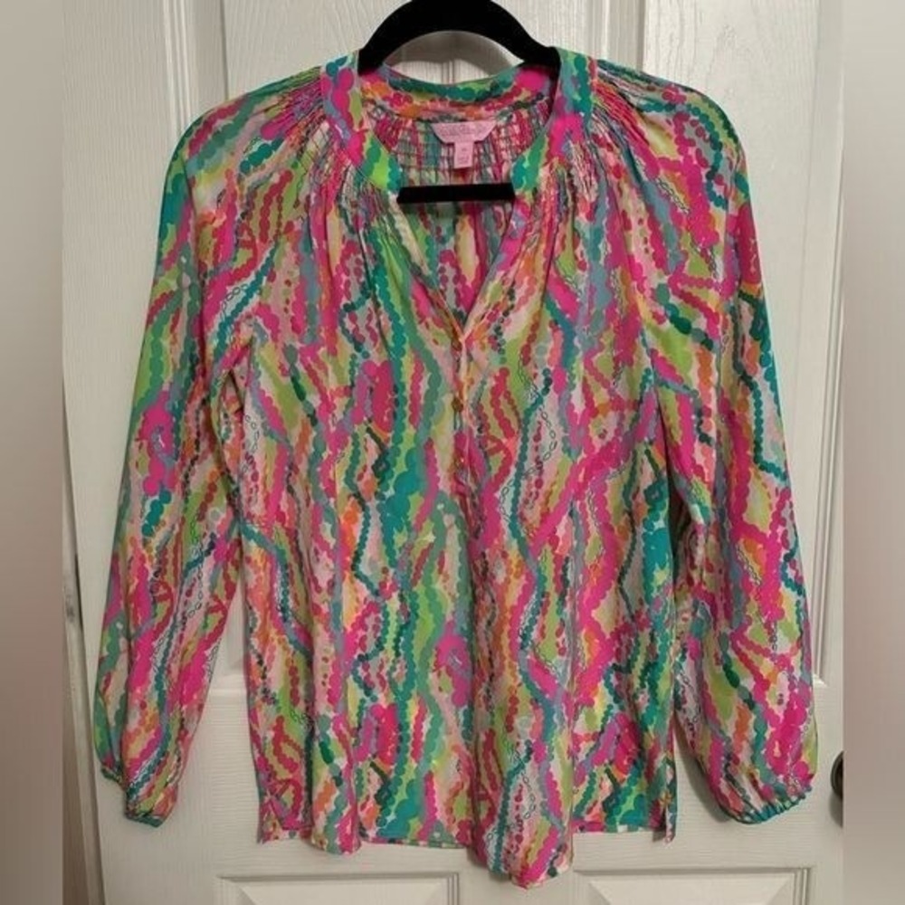 Lilly Pulitzer | Elsa Silk Top Drippin In‎ Jewels Multicolor Sz XS